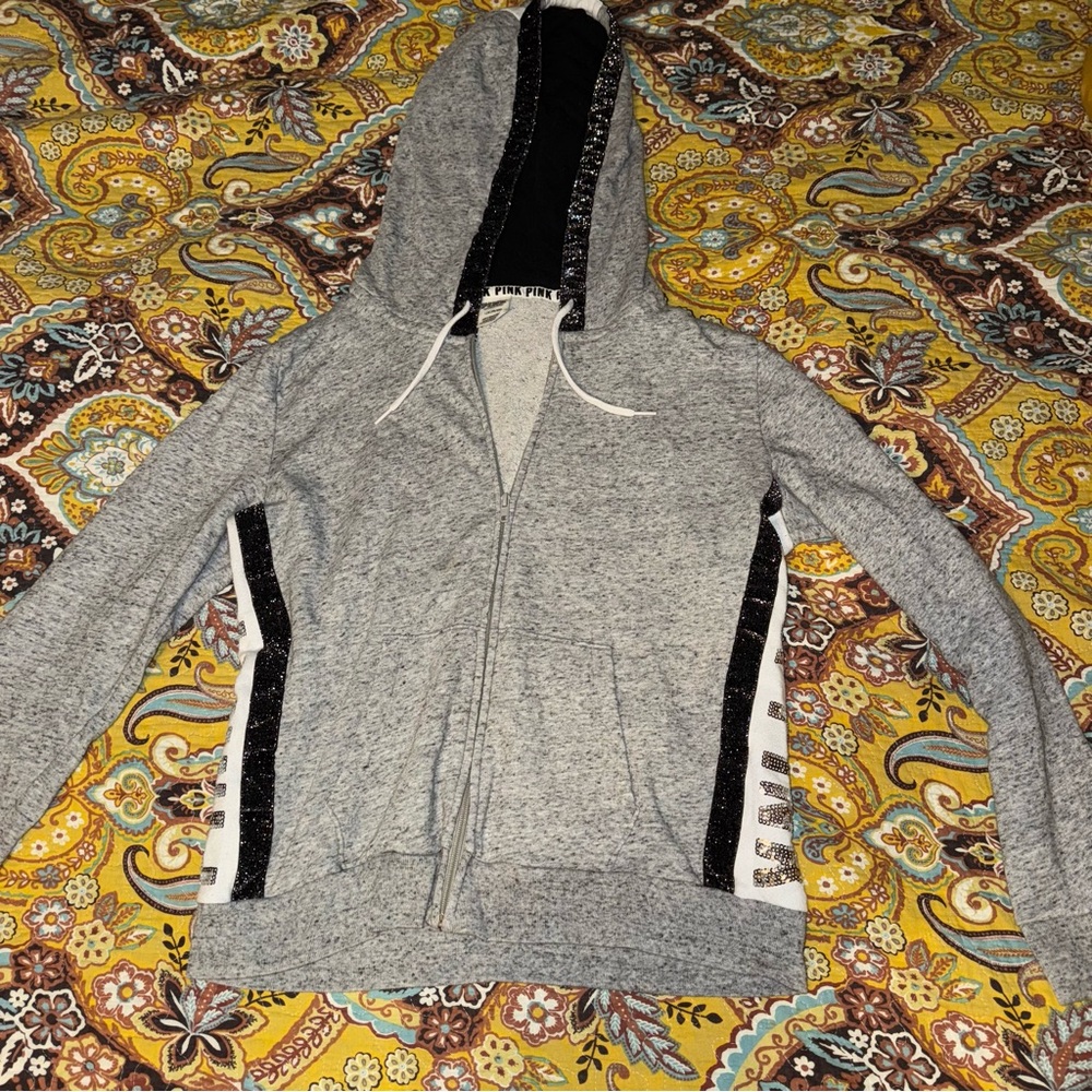 VS PINK Bling Zip Hoodie Large